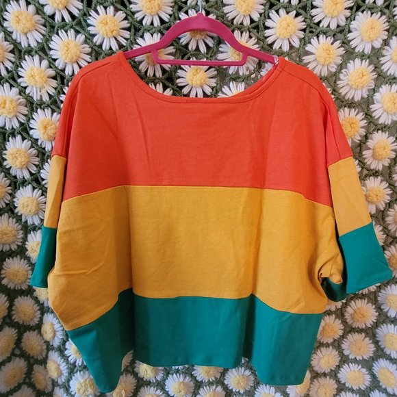 NWT Ashley Stewart Colorblock Crop Top - Picture 2 of 5